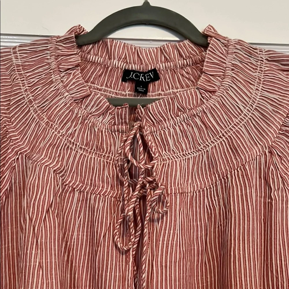 J Crew Blush Striped Ruffle Dress - Picture 2 of 5